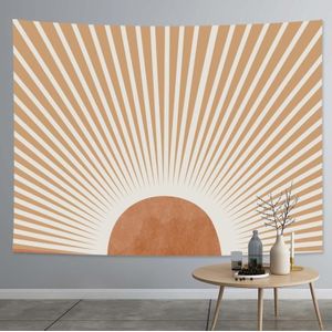 Thick Farbic Tapestry Exaggerated Abstract Style Home Decoration Hanging Background Covering Cloth  Size: 200x150cm(Sun Moon 06)