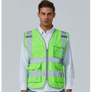 Multi-pockets veiligheids vest reflecterende workwear kleding  grootte: XL-borst 124cm (groen)