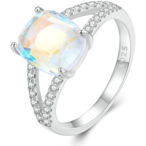 BSR354 Sterling Zilver S925 Symfonie Glas Wit Vergulde Zircon Ring (No.6)