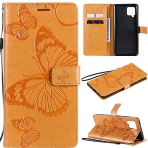 For Samsung Galaxy A42 5G 3D Butterflies Embossing Pattern Horizontal Flip Leather Case with Holder & Card Slot & Wallet(Yellow)