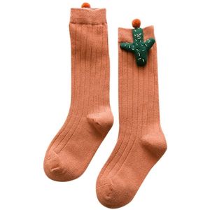 Baby Cartoon Anti-Slip Knitted Long Socks Knee Socks  Size:L(Ginger Red)