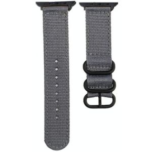 Canvas horlogeband met zwarte gesp voor Apple Watch Series 8&7 41mm / SE 2&6&SE&5&4 40mm / 3&2&1 38mm (Grijs)