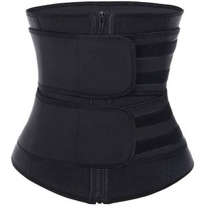 Women Rubber Neoprene Body Sculpting Zipper Double Waist Belt Body Shaping Waistband  Size:S(Black)