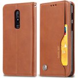 Knead Skin Texture Horizontal Flip Leather Case for OnePlus 6  with Photo Frame & Holder & Card Slots & Wallet(Brown)