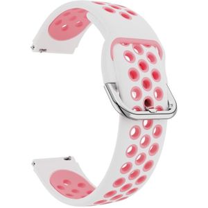 Voor ID205 / opzettelijk SW021 19mm Silicone Two-Color Sports Watch Band (White+Pink)