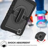 360 Degree Rotation Contrast Color Shockproof Silicone + PC Case with Holder & Hand Grip Strap & Shoulder Strap For iPad Air 2020 10.9 / Pro 11 2020 / 2021 / 2018 (Black)