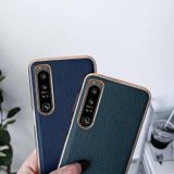 Voor Sony Xperia 1 IV Echt Leer Luolai Serie Nano Plating Telefoon Case (Donkergroen)