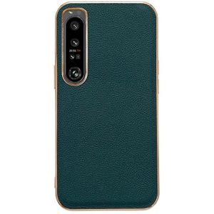 Voor Sony Xperia 1 IV Echt Leer Luolai Serie Nano Plating Telefoon Case (Donkergroen)