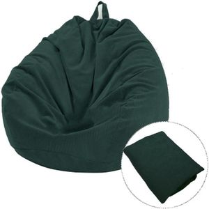 Corduroy Lazy Bean Bag Chair Sofa Cover  Size:85x110cm(Dark Green)