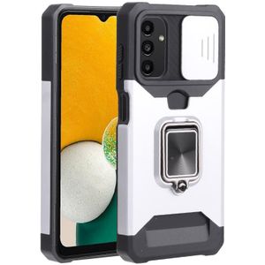 Voor Samsung Galaxy A13 5G Sliding Camera Cover Design PC + TPU Shockproof Phone Case met Ring Holder & Card Slot