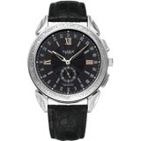 419 YAZOLE Men Fashion Business Leather Band Quartz Wrist Watch ( Black)