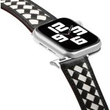 Gevlochten lederen horlogeband voor Apple Watch Ultra 49 mm / serie 8 & 7 45 mm / SE 2 & 6 & SE & 5 & 4 44 mm / 3 & 2 & 1 42 mm (zwart + beige)