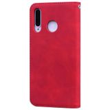 For Huawei P30 Lite Frosted Business Magnetic Horizontal Flip PU Leather Case with Holder & Card Slot & Lanyard(Red)