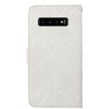 For Samsung Galaxy S10+ Ethnic Style Embossed Pattern Horizontal Flip Leather Case with Holder & Card Slots & Wallet & Lanyard(White)