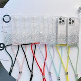 Lanyard Glitter Epoxy Clear Phone Case voor iPhone 13 Pro Max
