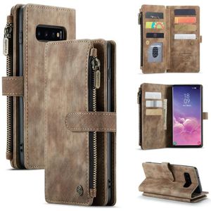 Voor Samsung Galaxy S10 Caseme-C30 PU + TPU Multifunctionele Horizontale Flip Lederen Case met Houder & Card Slot & Portemonnee & Rits Pocket (Brown)