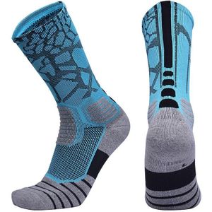 2 paar lengte buis basketbal sokken boksen roller schaatsen rijden sport sokken  maat: L 39-42 yards (blauw zwart)
