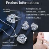 Fashion Cubic Zirconia Knot Earrings Necklace Ring Set for Women  Ring Size:8(Multi-color)