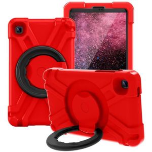 For Galaxy Tab A7 Lite T220/T225 PC + Silicone Shockproof Combination Case with 360 Degree Rotating Holder & Handle(Red+Black)