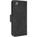 For iPod Touch 6 & 5 Solid Color Skin Feel Magnetic Buckle Horizontal Flip Calf Texture PU Leather Case with Holder & Card Slots & Wallet(Black)