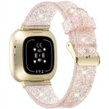 For Fitbit Versa 3 Glitter Powder Silicone Replacement Strap Watchband(Rose Gold)