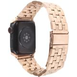 Voor Apple Watch SE 2023 44 mm 22 mm ultradunne vijf kralen roestvrijstalen horlogeband (rosé goud)