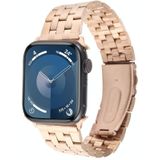 Voor Apple Watch SE 2023 44 mm 22 mm ultradunne vijf kralen roestvrijstalen horlogeband (rosé goud)