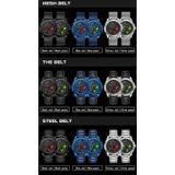Sanda 1065 3D-holle wiel niet-roteerbare wijzerplaat Quartz horloge voor mannen  stijl: Mesh riem (blauw rood)