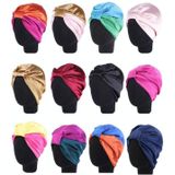 3 PCS TJM-433 Double Layer Elastic Headscarf Hat Silk Night Cap Hair Care Cap Chemotherapy Hat  Size:  M (56-58cm)(Pink)
