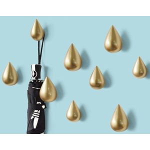 Creative Water Droplets Wall Hooks Home Decoration Resin Mural 3D Coat Hook Single Hooks Wall Hanger  Size:Small Size(Gold)