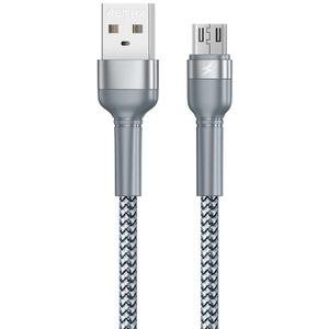 REMAX RC-124m 1m 2.4A USB to Micro USB Aluminum Alloy Braid Fast Charging Data Cable (Silver)