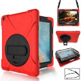 360 Degree Rotation Silicone Protective Cover with Holder and Hand Strap and Long Strap for iPad mini 1 / 2 / 3(Red)