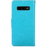 Voor Samsung Galaxy S10 + Crystal Texture horizontale flip lederen hoesje met houder en kaart slots &portemonnee (lichtblauw)