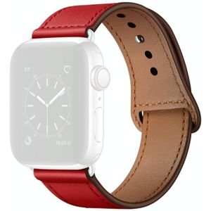 Lederen vervanging horlogeband voor Apple Watch Series 7 41mm / 6 & SE & 5 & 4 40mm / 3 & 2 & 1 38mm (Dark Red Steek Patroon + Zilver Gesp)