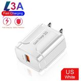 Portable QC3.0 18W USB Port Universal Quick Charging Charger  US Plug(Black)