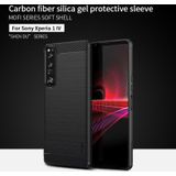 Voor Sony Xperia 1 IV Mofi Gentles -serie geborstelde textuur Koolstofvezel zacht TPU Case