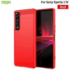 Voor Sony Xperia 1 IV Mofi Gentles -serie geborstelde textuur Koolstofvezel zacht TPU Case