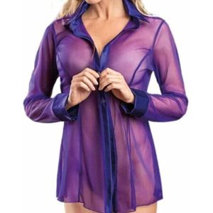 Doorzichtig mesh vest shirt pyjama sexy ondergoed voor dames  maat: S