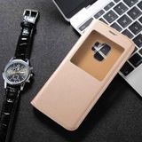 For Galaxy S9+ Litchi Texture Horizontal Flip Leather Case with Call Display ID (Gold)