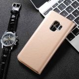 For Galaxy S9+ Litchi Texture Horizontal Flip Leather Case with Call Display ID (Gold)