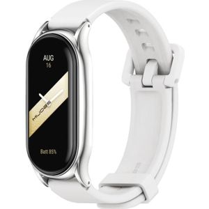 Voor Xiaomi Mi Band 8 Mijobs Plus Case siliconen horlogeband (wit zilver)