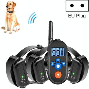 800m Remote Control Electric Shock Bark Stopper Vibration Warning Pet Supplies Electronic Waterproof Collar Dog Training Device  Style:556-3(EU Plug)