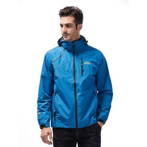 Mens Outdoor Sports Single Layer Stormsuit Slijtvast waterdichte paar bergbeklimmen pak (kleur: blauwe maat: XXXXL)