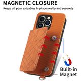 Geometric Wallet Phone Case with Lanyard For iPhone 13 mini(Brown)