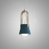 Wood Grain Creative Simple Personality Restaurant Chandelier Single Head Study Bedroom Macaron Bar Small Lamp without Light Source  Size:S(Blue)
