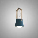 Wood Grain Creative Simple Personality Restaurant Chandelier Single Head Study Bedroom Macaron Bar Small Lamp without Light Source  Size:S(Blue)