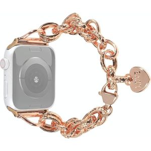 Roestvrijstalen hart hanger horlogeband voor Apple Watch Series 7 41mm / 6 & SE & 5 & 4 40mm / 3 & 2 & 1 38mm (ROSE GOUD)