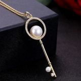 Summer Trend Diamond Shape Bead Key Necklace for Female(Gold)