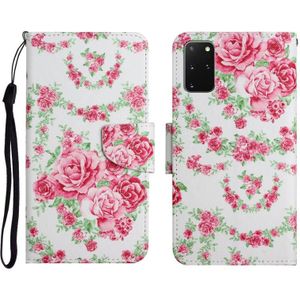Voor Samsung Galaxy S20 + Geschilderd Patroon Horizontale Flip Lederen Case met Houder & Card Slot & Portemonnee (Rose Flower)