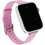 Woven Canvas Nylon Wrist Strap Watch Band For Series 6 & SE & 5 & 4 44mm / 3 & 2 & 1 42mm(Pink)
